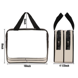 APREUTY Clear Makeup Bags Toiletry Bag, 2 pcs Large Clear Travel Bag for Toiletries, with 2 Compartments Zipper Closure Clear Travel Bags Airport Airline Compliant Bag for Portable Men Women(Black)