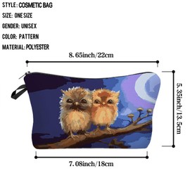 Livel lhood Cartoon Owl Makeup Bag Cute Small Organizer Bag Toiletry Zipper Pouch Cartoon Owl Cosmetic Bag Birthday Present for Owl Lovers Women Friends Sisters