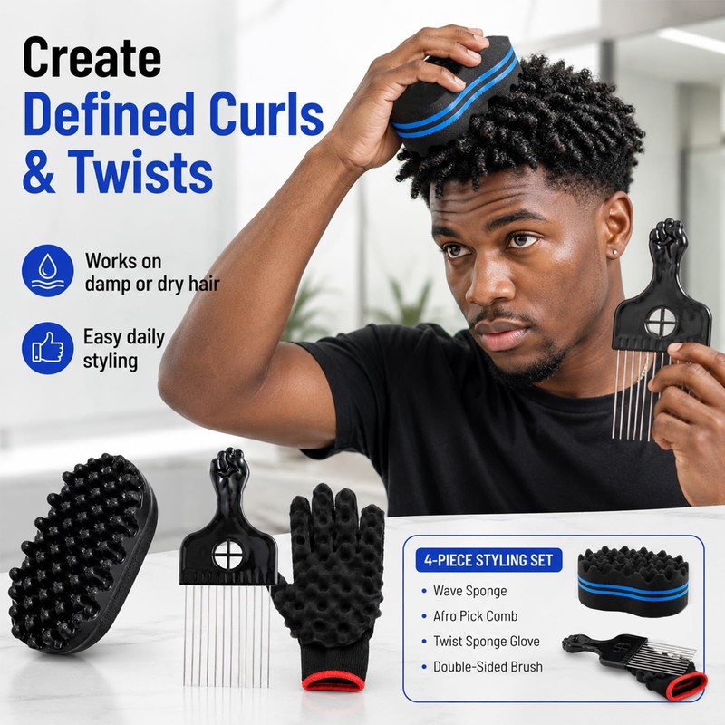 GMBANK Hair Sponge Brush,Styling Tools for Natural Curls and Home