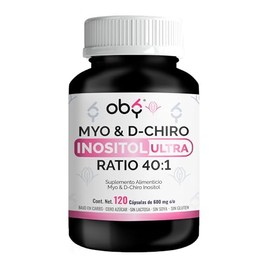Oby | Myo y D-Chiro-inositol Ratio 40:1 | 120 capsulas | 2,050 mg porcion | Ingredientes Naturales Premium | Myo & D-Chiro Inositol Ultra en capsulas