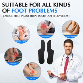 Morton's Extension Insert Orthotic Carbon Fiber Insole Rigid Turf Toe Plate for Men Women - Morton's Toe, Hallux Rigidus, Arthritis Limitus (1 Pc, 9.25" - Men's 6 / Women's Size 7)