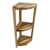 HomeRoots 33" Natural Teak Corner Shower Bench With Shelf