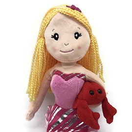 The Petting Zoo Mermaid Doll with Lobster Stuffed Animal- Great Gifts for Girls, Mermaid Plush Doll with Lobster Plush Toy, 17 inch (Blonde)