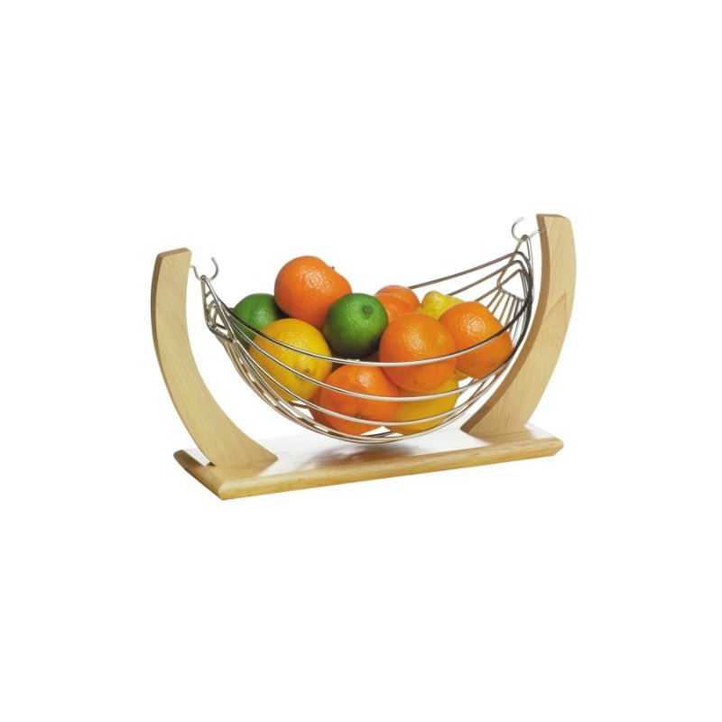 Premier Housewares Small Fruit Hammock, Rubber Wood and Chrome