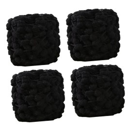 Ovillo De Pompón, 4 Ovillos De Hilo Grueso Para Tejer Negro
