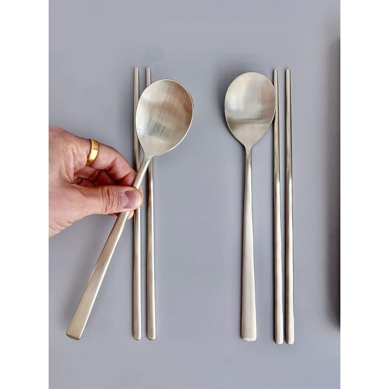 cozymomdeco Korean Made Traditional Utensil Flatware Simple Design Gold Color