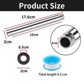 DXLing Shower Head Extension Arm 15 cm Shower Extension Tube G1/2 Inch Thread Stainless Steel Straight Bathroom Shower Rail Extension Round Chrome Plating Hand Shower Extender for Bathroom Accessories