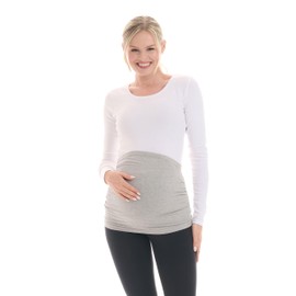 Herzmutter 6000_6100 Pregnancy Belly Band Set of 2 Cotton Maternity Belly Bands Back Warmer Shirt Extension, Black / Grey