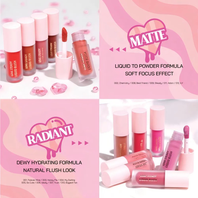 Rubor Líquido Matte Y Luminoso Love Steady Moira Cosmetics