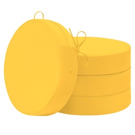 HARBOREST Outdoor Bistro Chair Cushions Set of 4, Waterproof Round Outdoor Cushions with Non-Slip Ties and Removable Covers, 15" D x 3" H, Yellow