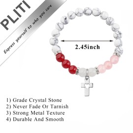 PLITI Christian Gift Religious Gift Bible Verse Gift Scripture Gift Jesus Gift Faith Gift Cross bracelet For Women (may life cross bead bgCA)