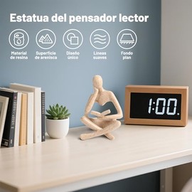 Estatua de Pensador, Arte Abstracto para Decoración de Estantería, Escultura Figuras Decorativas, Estatuas de Resina Adecuadas para Sala de Estar, Dormitorio, Oficina, Cafetería (Beige)