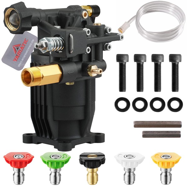 YAMATIC 3/4" Shaft Horizontal Pressure Washer Pump Max 3400 PSI @ 2.5 GPM Replacement Pump Compatible with Simpson 90028, MSH3125,520006,MS31025H, Honda GC190 and More Brand Power Washer.