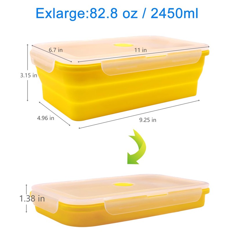 FUSMYE Extra Large Collapsible Silicone Food Storage Containers With Lids,
