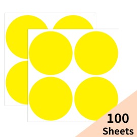 YEGAWEN 3 Inch Colored Dot Stickers Labels, Round Color Coding Labels, Garage Sale Stickers Price Tags Label Yard Sale Circle Dot Stickers- 100 Pack/Yellow