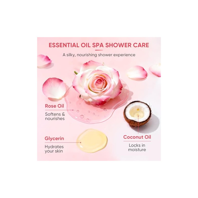 Rose Elixir Body Wash for Women, Moisturizing Essence Shower Gel
