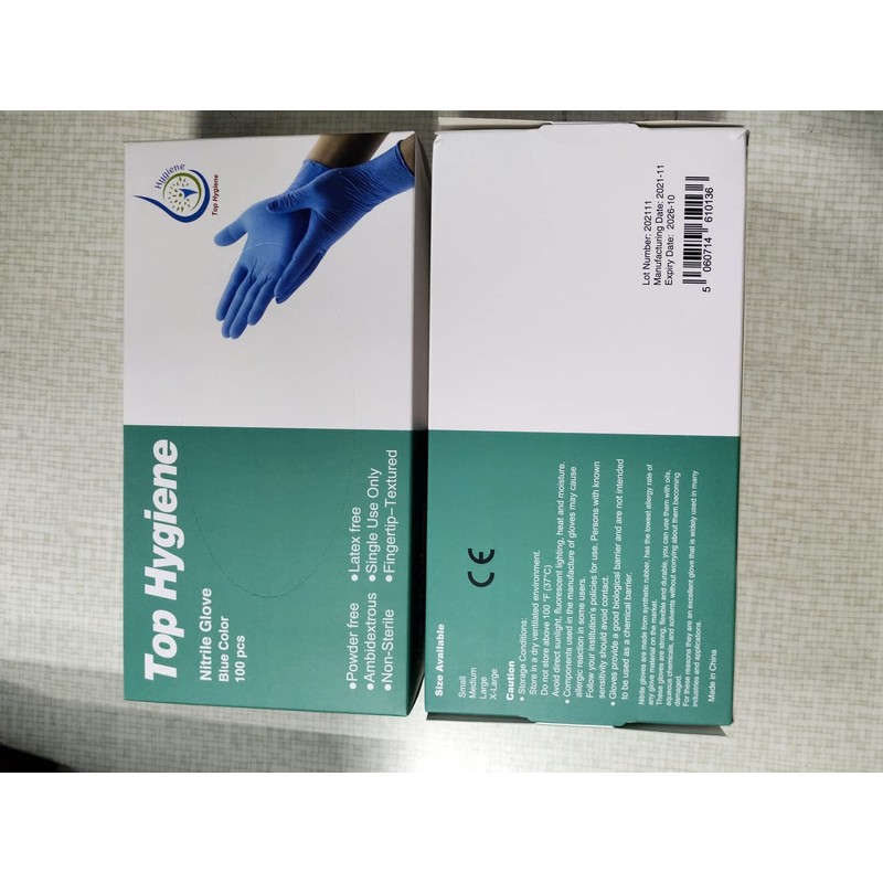 TOP HYGIENE DISPOSABLE POWDER FREE LATEX FREE BLUE MEDIUM NITRILE