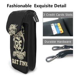 Rat Fink Smartphone Pouch, Genuine Leather, Shoulder Bag, Thin, Women's, Men's, Mini Pouch, Popular, Wallet, Crossbody Bag