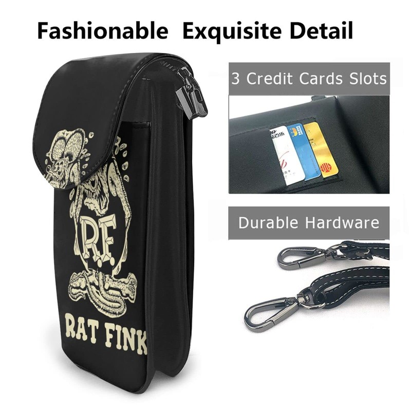 Rat Fink Smartphone Pouch, Genuine Leather, Shoulder Bag, Thin, Women's,