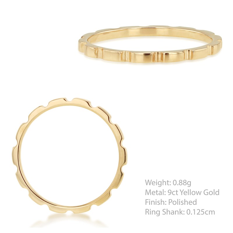 CARISSIMA Women's 9ct Yellow Gold Flat Brick Band Stack Ring
