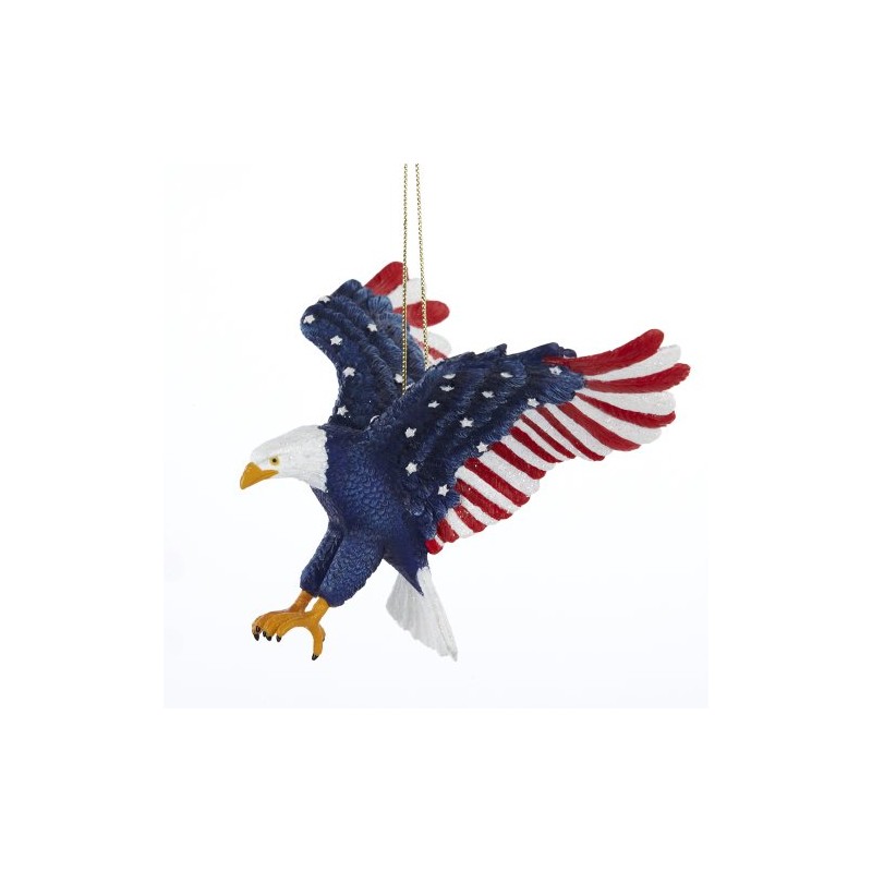 Stars and Stripes Patriotic American Flag Bald Eagle Tree Ornament