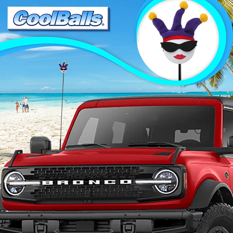 Coolballs Jesterette Car Antenna Topper Decor Accessory - Fits Thin