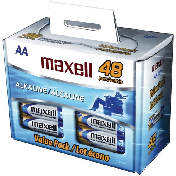 Maxell AA Gold Series Alkaline Batteries Bulk Retail Pack - 48 Pack