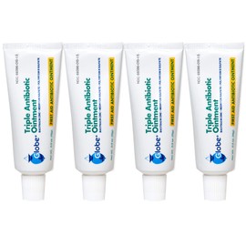 Globe Triple Antibiotic First Aid Ointment, 0.5 oz (4-Pack) | 24-Hour Infection Protection | Wound Care Treatment for Minor Scrapes, Burns and Cuts | 4 Pack