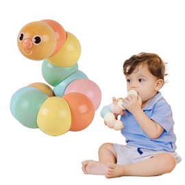 (CL54235) Rattle Nigiri Bendy Cute Wooden Toy, Educational Toy, Colorful, Fingertip Training, 1 Year Old, Potato Bug, Present, Classic World Caterpillar, Pastel