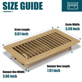 VOISEN Floor Register 4x8, 2 Pack Floor Vent Covers, Steel Adjustable Air Supply Grille Register Vent Cover Grill for Sidewall and Floor, Vent Covers for Home Floor,Brown