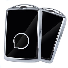 TECART TPU Smart Car Key Case Cover Fits Volvo XC40 Recharge P8 XC60 XC90 XC70 S60 S80 S90 C30 Polestar 1 2 Accessories Cute Car Key Case Key Fob Silver Black