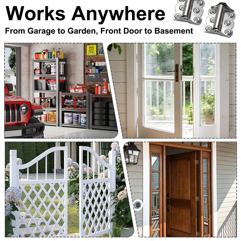 2 Pack Heavy Duty Self-Closing Spring Hinges for Screen Doors,