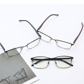 DJOLENSA 3 Pack Reading Glasses Men, Blue Light Blocking Reading Glasses 1.75, Anti Eyestrain/Glare/UV, Metal Frame Spring Hinge Computer Readers with Pouches (1.75+)