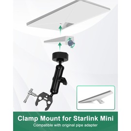 for Starlink Mini Mount Clamp Mount Kit for RV Ladder,Starlink Mini Accessories Pole Car Mount Roof Bracket，Adjustable Aluminum Alloy Starlink Mini Rack Compatible with Original Pipe Adapter