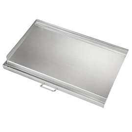 LotFun 32" x 15" Stainless Steel Cooking Griddle for Outdoor Gas Grill, Universal Griddle Flat Top Plate Insert with Grease Groove and Removable Handles for Electric/Charcoal/Gas Grill, Camping,Party