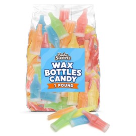 Wax Bottles Candy 1 lb Bulk Bag - Classic Wax Soda Bottles with Sweet Juice Center, Assorted Flavors, Retro Candy Treat