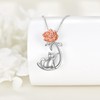 ONEFINITY Cat Urn Necklace for Ashes Sterling Silver Cat Flower