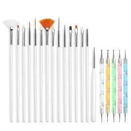 Belicia Nail Art Kit, Nail Pen Designer Kit - Nail Art Brush and Dotting Tool Pens Best for Nail Art and Facial Detailed Painting, Set of 20pcs White