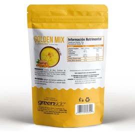 Greenside Turmeric Golden Mix | Leche Dorada en Polvo 200g | 2,000 mg de Cúrcuma por Porción | Con Mantequilla de Coco, Miel y Stevia | Bebida Vegana Antiinflamatoria y Energética
