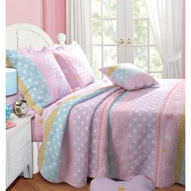Greenland Home Polka Dot Stripe Quilt Set, Twin