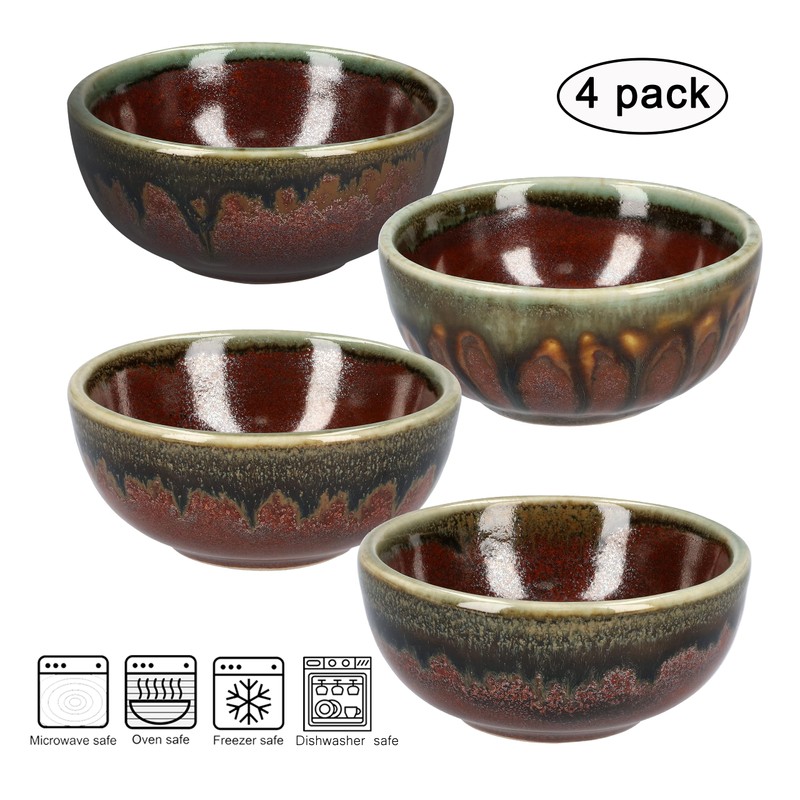 MAKOLO Ceramic Soy Sauce Dish Small Dipping Bowls, 3 in,