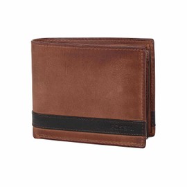 Fossil Men's Leather Bifold Wallet with Coin Pocket for Men, Quinn Brown