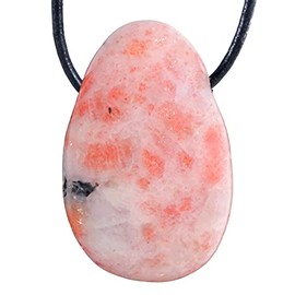 Lebensquelle Plus Sunstone Drop Pendant | Drilled Tumbled Stone Pendant with Cotton Cord | High-Quality Gemstone Pendant, Half gemstone, Sunstone