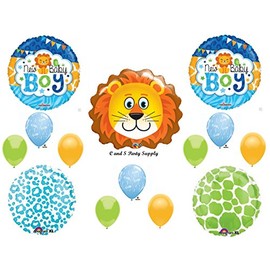 BABY BOY LION SHOWER Balloons Decorations Supplies Jungle Safari Giraffe