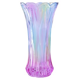 WHJY 9 inch Decorative Crystal Glass Colorful Flower Vase for centerpieces,Smoking, Flower Arrangements,Home Decor,Wedding or Gift Phoenix Tail Shape Thickened and Heavy