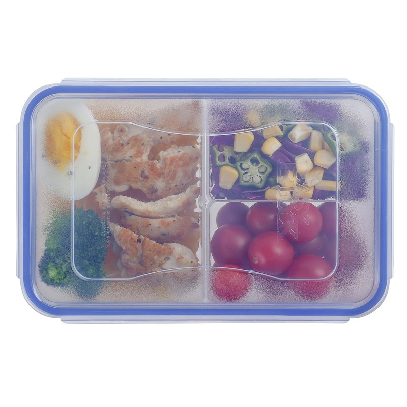 EASYLOCK 1150ML Microwavable Bento Lunch Box with 3 Compartments Plastic