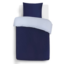 Vision - Reversible Duvet Cover Set Two Tone Navy Blue Grey - Duvet Cover 140 x 200 cm with 1 Pillowcase for Standard Single Bed - 100% Cotton