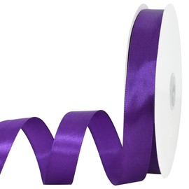 TONIFUL 7/8 Inch x 100yds Dark Purple Satin Ribbon Thin Solid Frabic Ribbons for Gift Wrapping, DIY Crafts Bows, Invitations, Floral Bouquets, Christmas Wedding Party Valentine's Decor