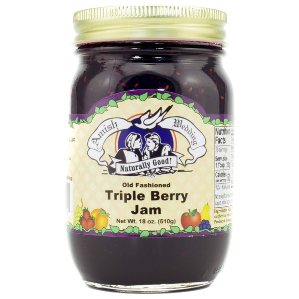 Amish Wedding All-Natural Old Fashioned Triple Berry Jam 18 Ounces (Pack of 1)