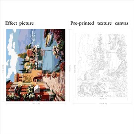 QUITEDEW Paint by Number for Adults,Street Scenery Paint by Numbers, Landscape Adult Paint by Numbers Kits Suitable for Home Wall Decoration 16x20 Inch.